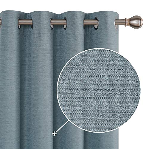 Deconovo Lot de 2 Rideaux Occultants Bleu Macaron Thermique Isolation avec Solide Oeillets pour Salon Bureau Fenêtre en Revêtement Mousse 132 x 138cm