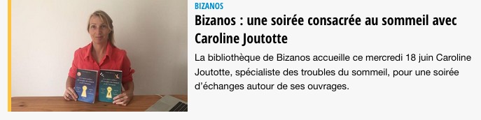 Caroline joutotte rencontre litteraire sommeil bibliotheque bizanos